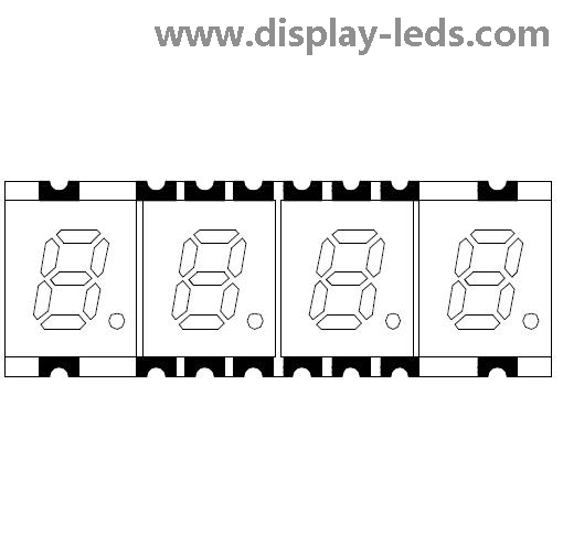 0,2-дюймовый четырехзначный 7-сегментный SMD-дисплей