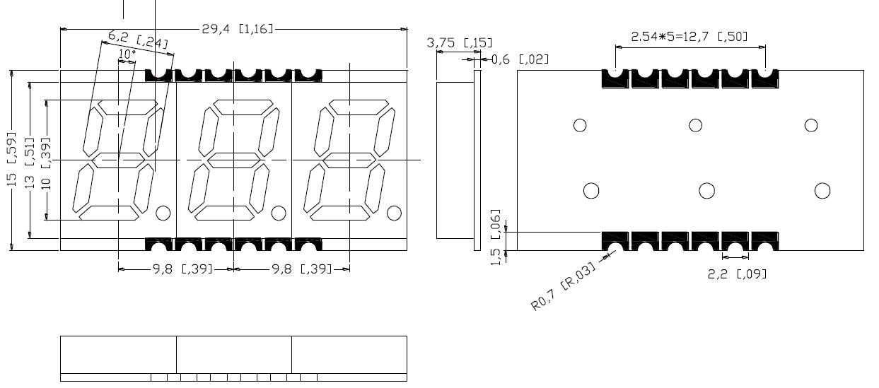 0,39-дюймовый 3-значный SMD-дисплей 3930