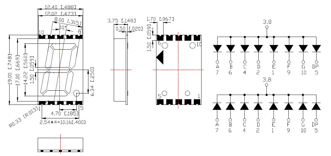 0,56-дюймовый 1-значный светодиодный дисплей smd 5611