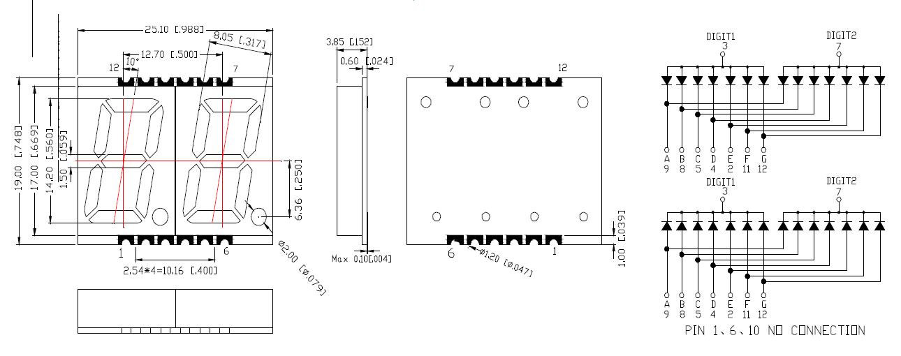0,56-дюймовый 2-разрядный SMD-дисплей 5621