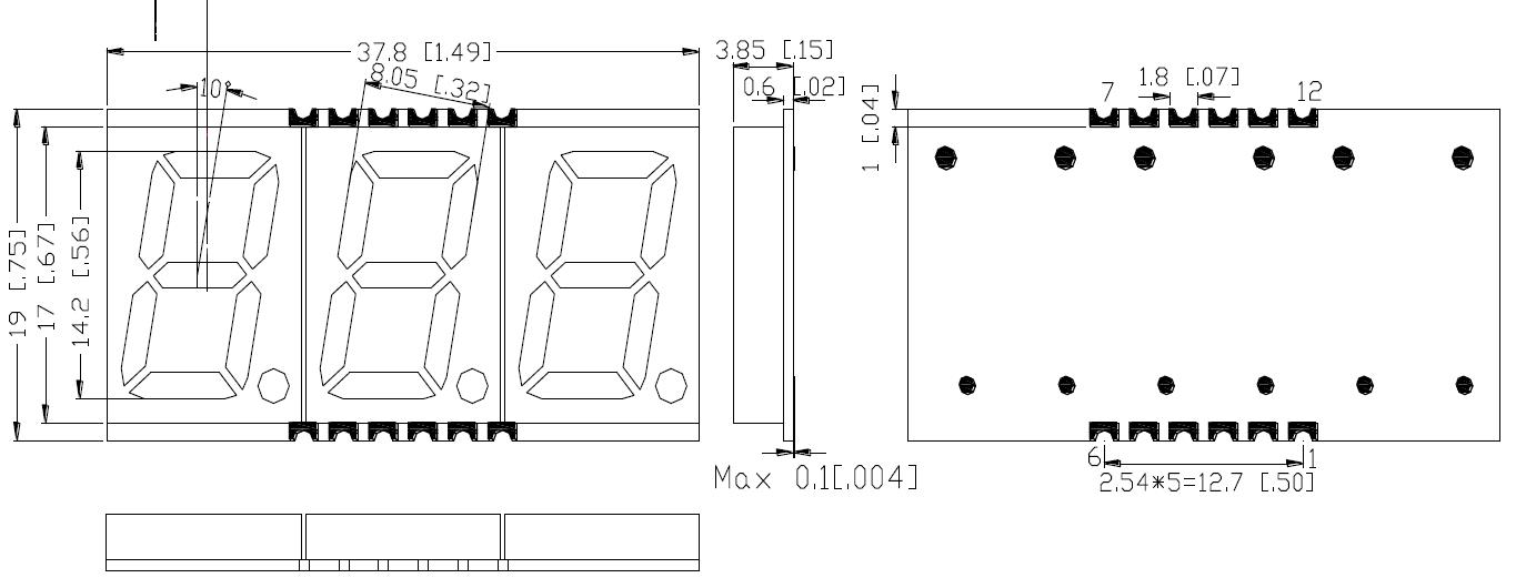 0,56-дюймовый 3-значный SMD-дисплей 5630
