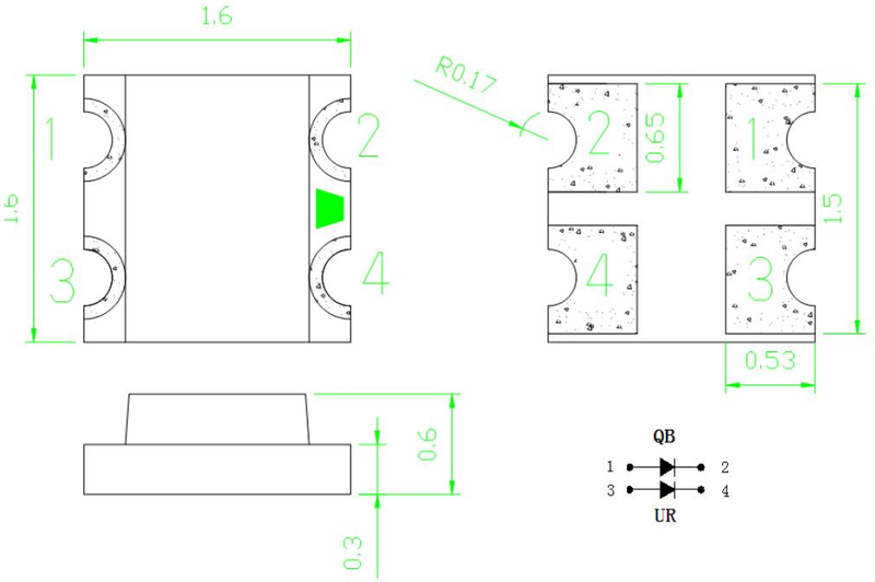 0606 Красный и синий SMD светодиод