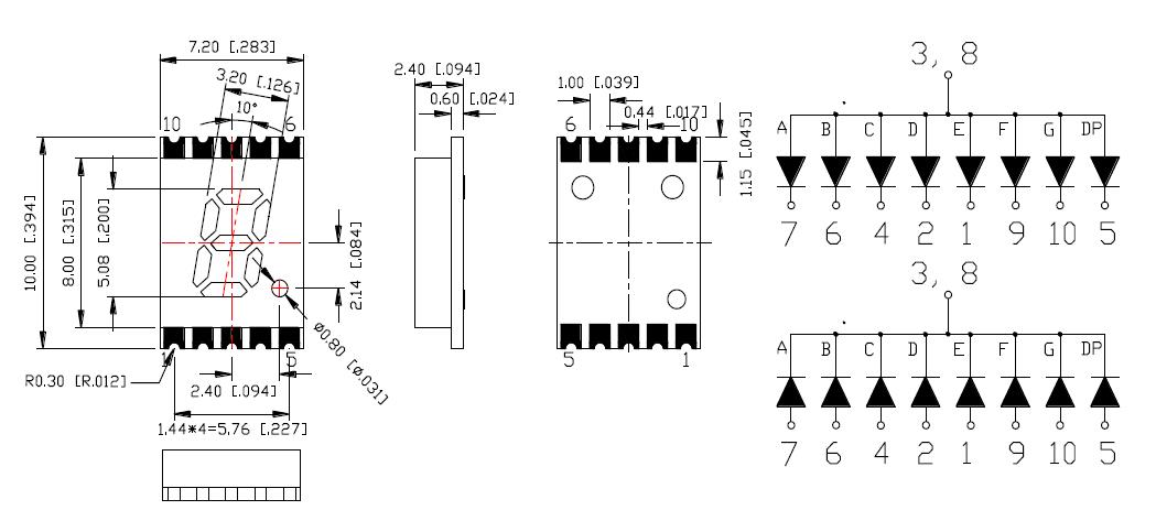 0,2-дюймовый 1-значный ультратонкий SMD-дисплей