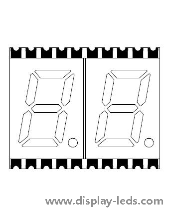 0,3-дюймовый двухразрядный 7-сегментный SMD-дисплей