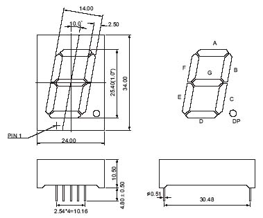 1,00-дюймовый 7-сегментный светодиодный дисплей с 2 ​​светодиодами на сегмент