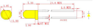 3 мм желтая круглая светодиодная лампа с желтым диффузированием