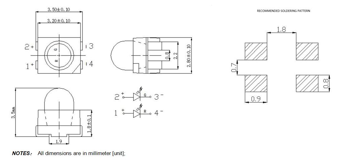 Двойной цвет купола светодиод