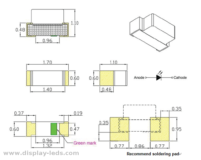 0604 Red Sideview SMD -светодиод CHIP COMDAIN