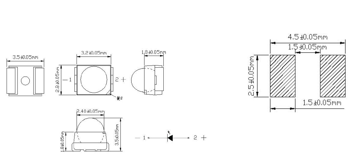 3528 SMD светодиод с 30 градусами